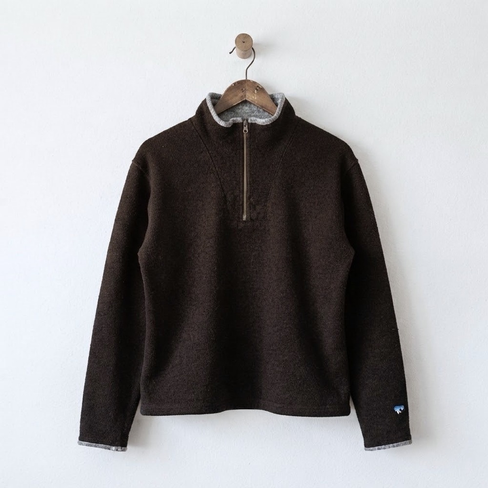 Retro Kuhl Alfwear Alfpaca Outdoor Cabin Core Fleece 1/2 Zip Womens Large Brown